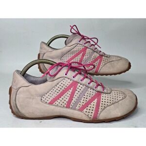 Tsubo Women's Sneakers Size 8 EU 38 Beige Pink Leather Lace Up Driving Low Shoes